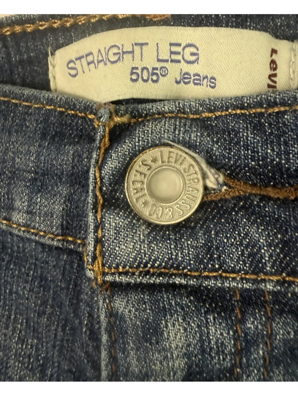 Levis 505 Womens Jeans Straight Leg Size 14 S Short Blue